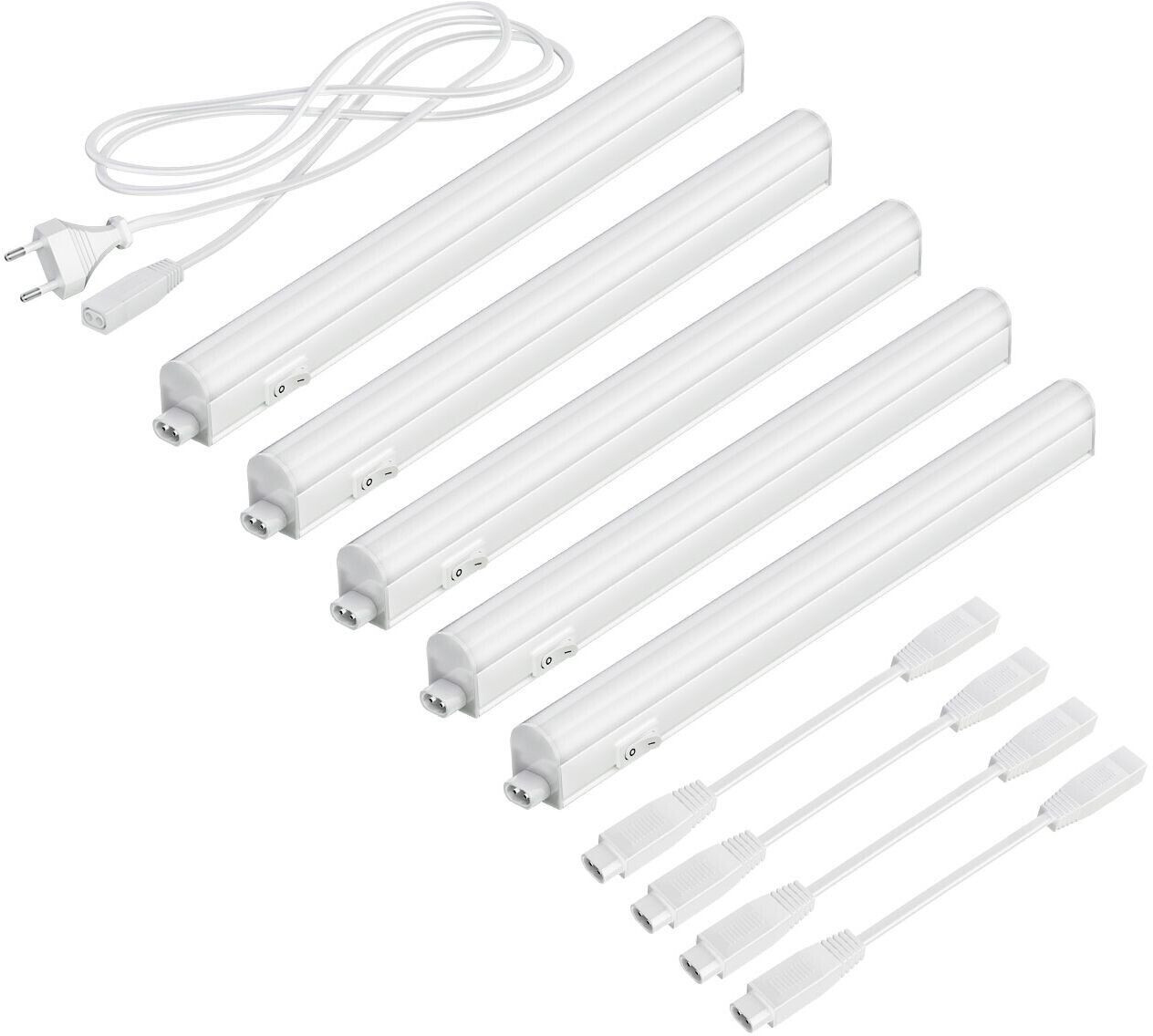 ledscom.de LED under-cabinet lights Rigel, 31.3cm each, 397lm each, warm white, set of 5