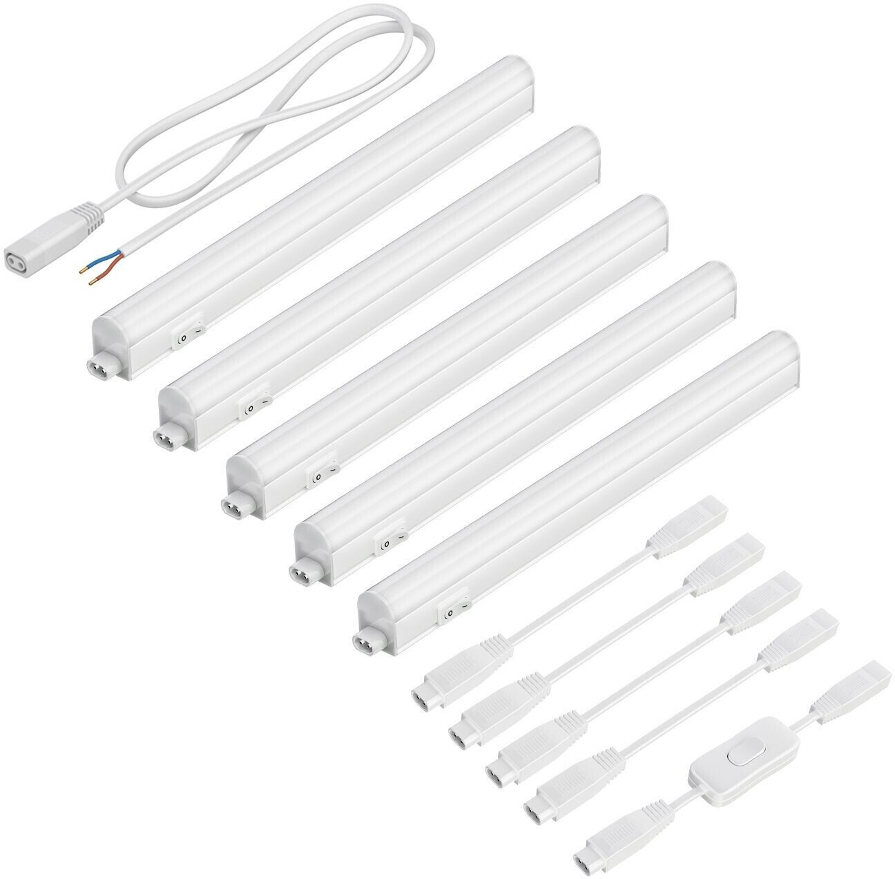 ledscom.de LED under-cabinet lights Rigel, 31.3cm each, with switch (white, 19.5W, 445lm each, 130°) Set of 5