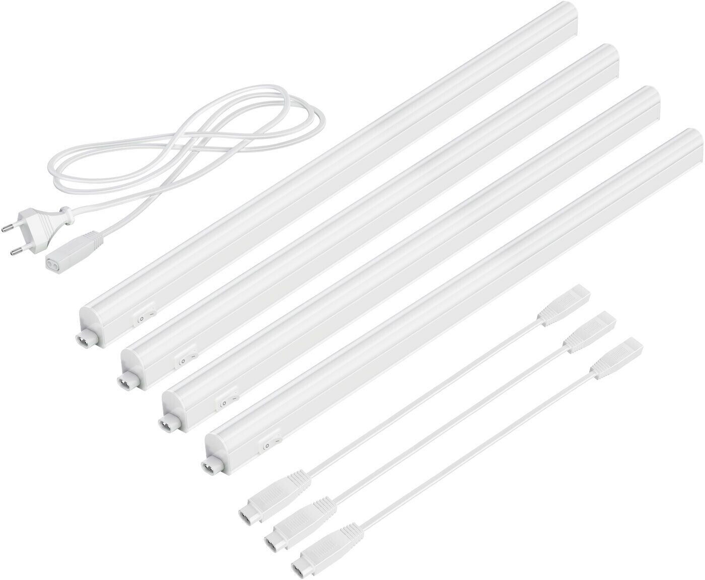 ledscom.de LED under-cabinet lights Rigel, 57.3cm each, 40cm cable, 880lm each, white, set of 4