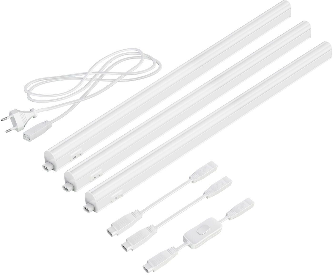 ledscom.de LED under-cabinet lights Rigel, each 57.3cm, with switch, each 790lm, warm white, Set of 3