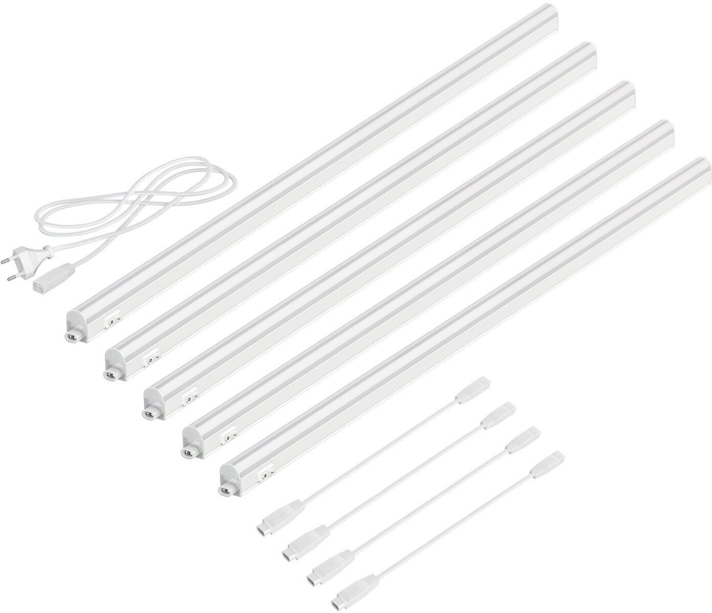 ledscom.de LED under-cabinet lights Rigel, 87.3cm each, 40cm cable, 1118lm each, white, set of 5