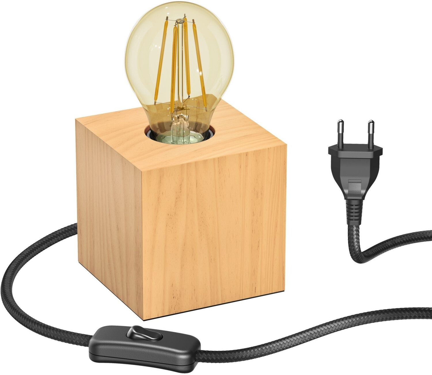 ledscom.de Table lamp HITO, solid wood, square, incl. E27 lamp gold max. 778lm, 3-level dimming, extra warm white