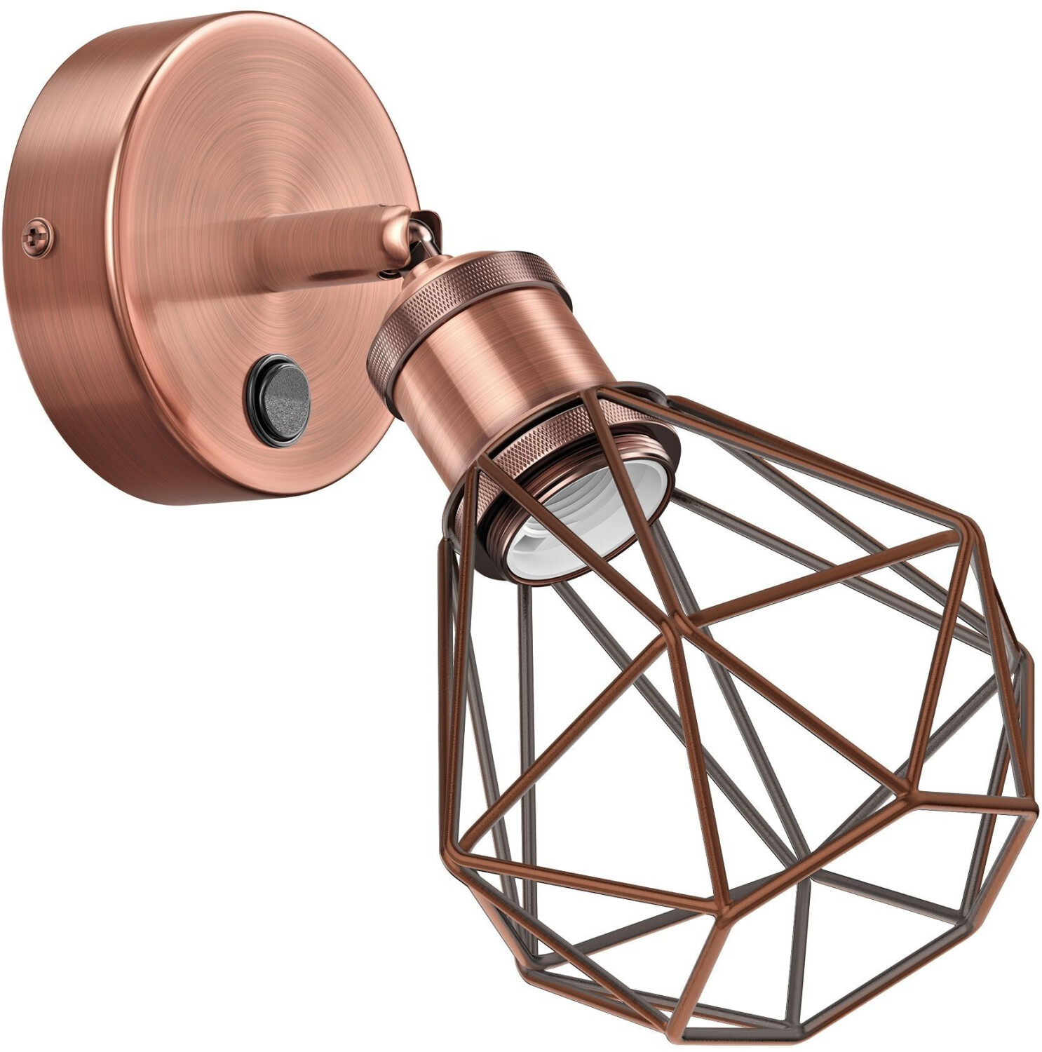 ledscom.de Wall light RETRA, switch, matt bronze, round, E27 socket, cage shade, bronze SET-6816