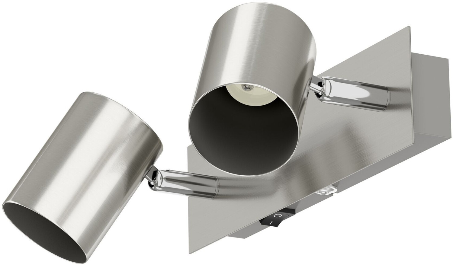 ledscom.de Wall light WAIKA, 2-flame, switch, matt stainless steel, square, 2x GU10 max. 60W