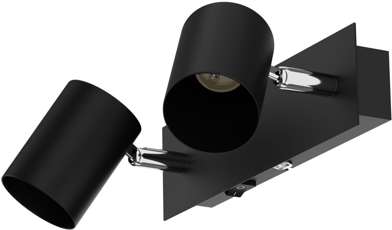 ledscom.de Wall light WAIKA, 2-flame, switch, matt black, square, 2x GU10 max. 60W