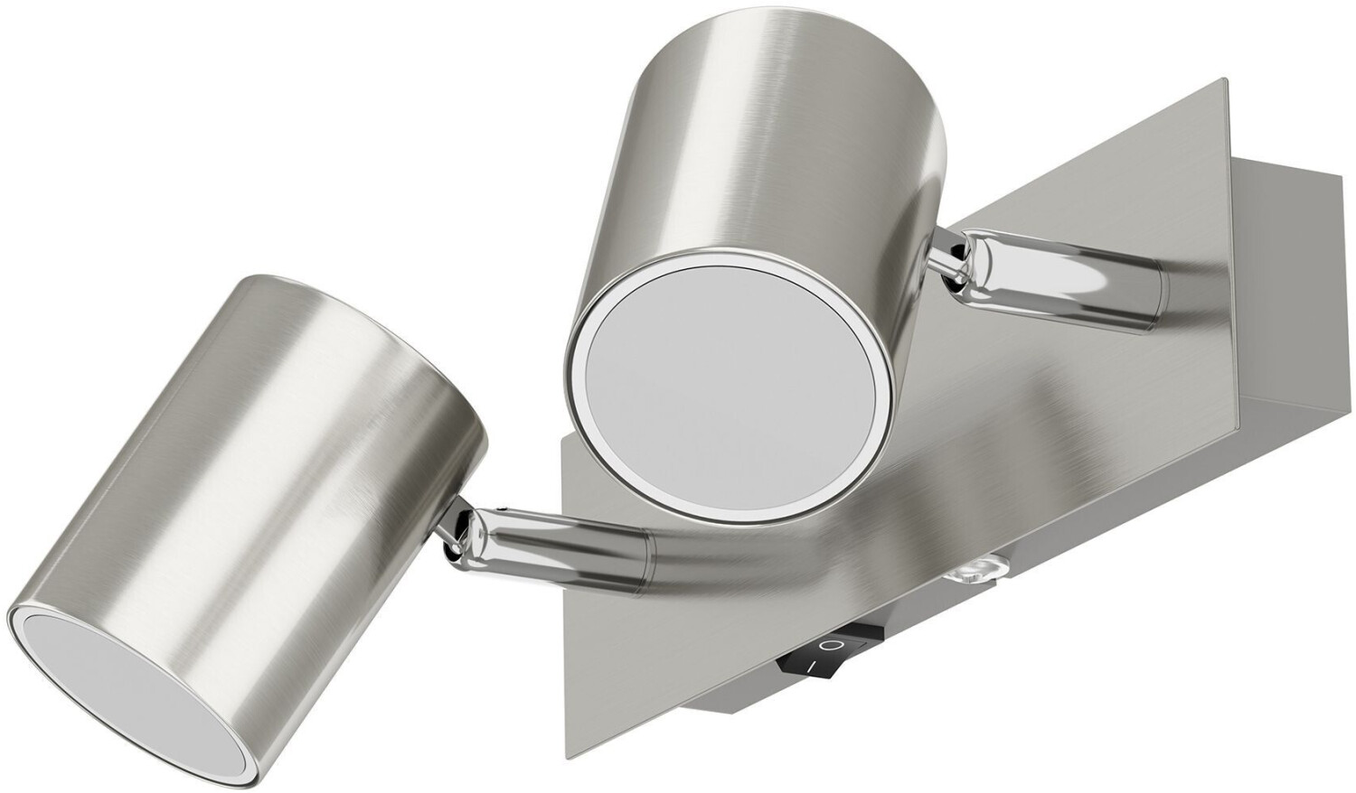 ledscom.de Wall light WAIKA, two-bulb, with switch, matt chrome, incl. LED GU10 lamps 3-stage dimming: max. 609lm each white