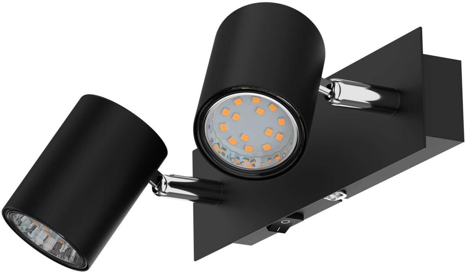 ledscom.de Wall spot WAIKA, two-bulb, with switch, matt black, incl. GU10 LED lamps, 227lm each warm white