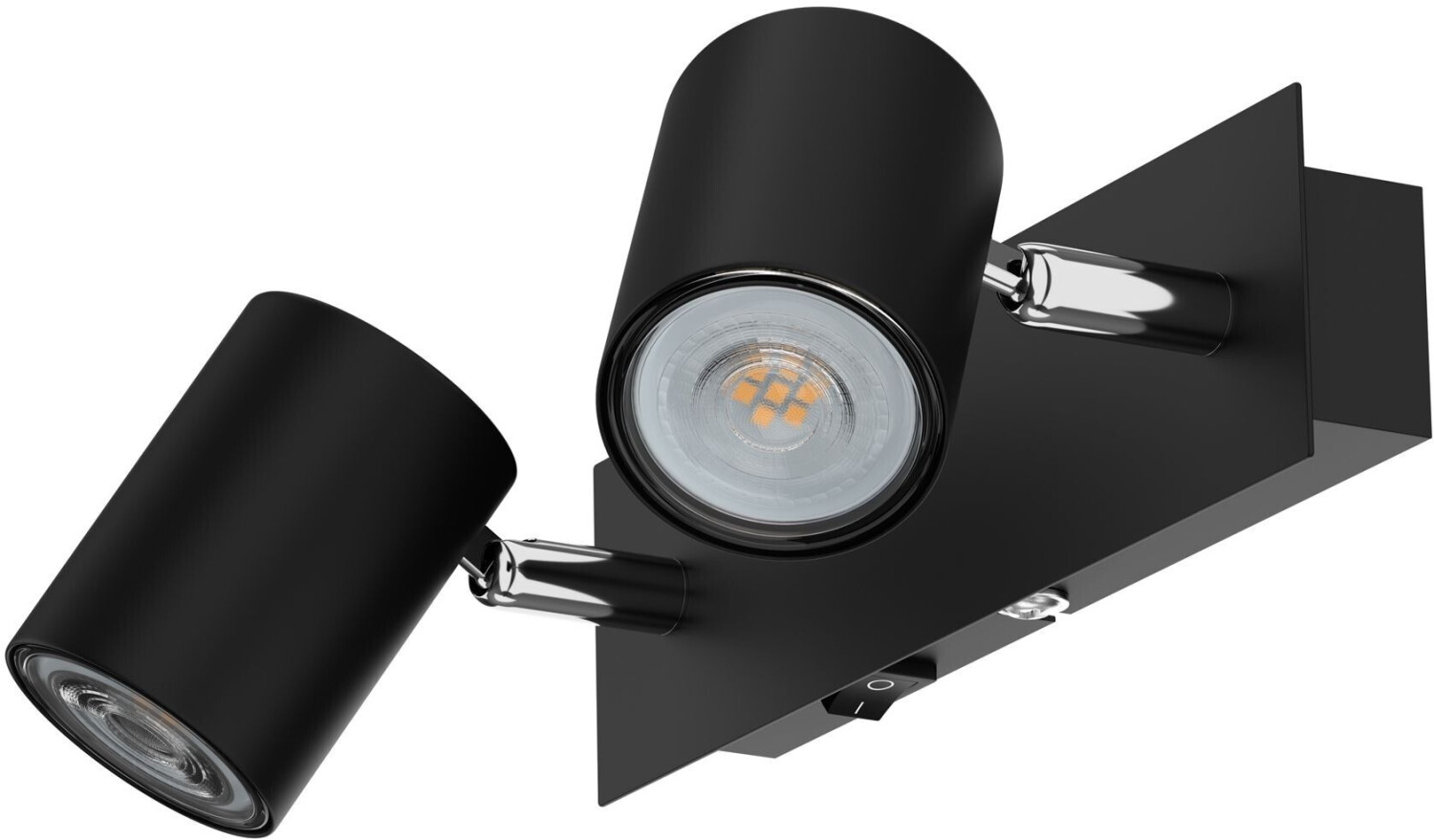 ledscom.de Wall spot WAIKA, two-bulb, with switch, matt black, incl. GU10 LED lamps, 510lm each warm white