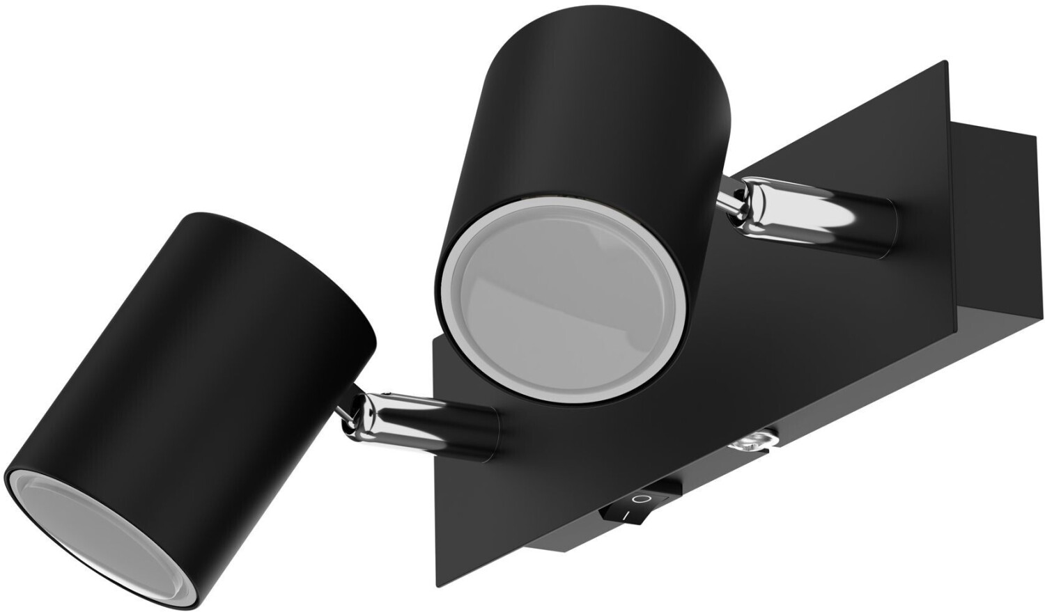 ledscom.de Wall spot WAIKA, two-bulb, with switch, matt black, incl. LED GU10 lamps, 450lm each warm white