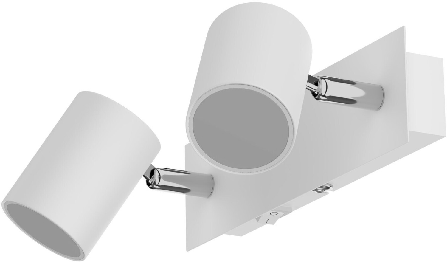 ledscom.de Wall spot WAIKA, two-bulb, with switch, matt white + GU10 LED lamps, 3-stage dimming: max. 609lm white each