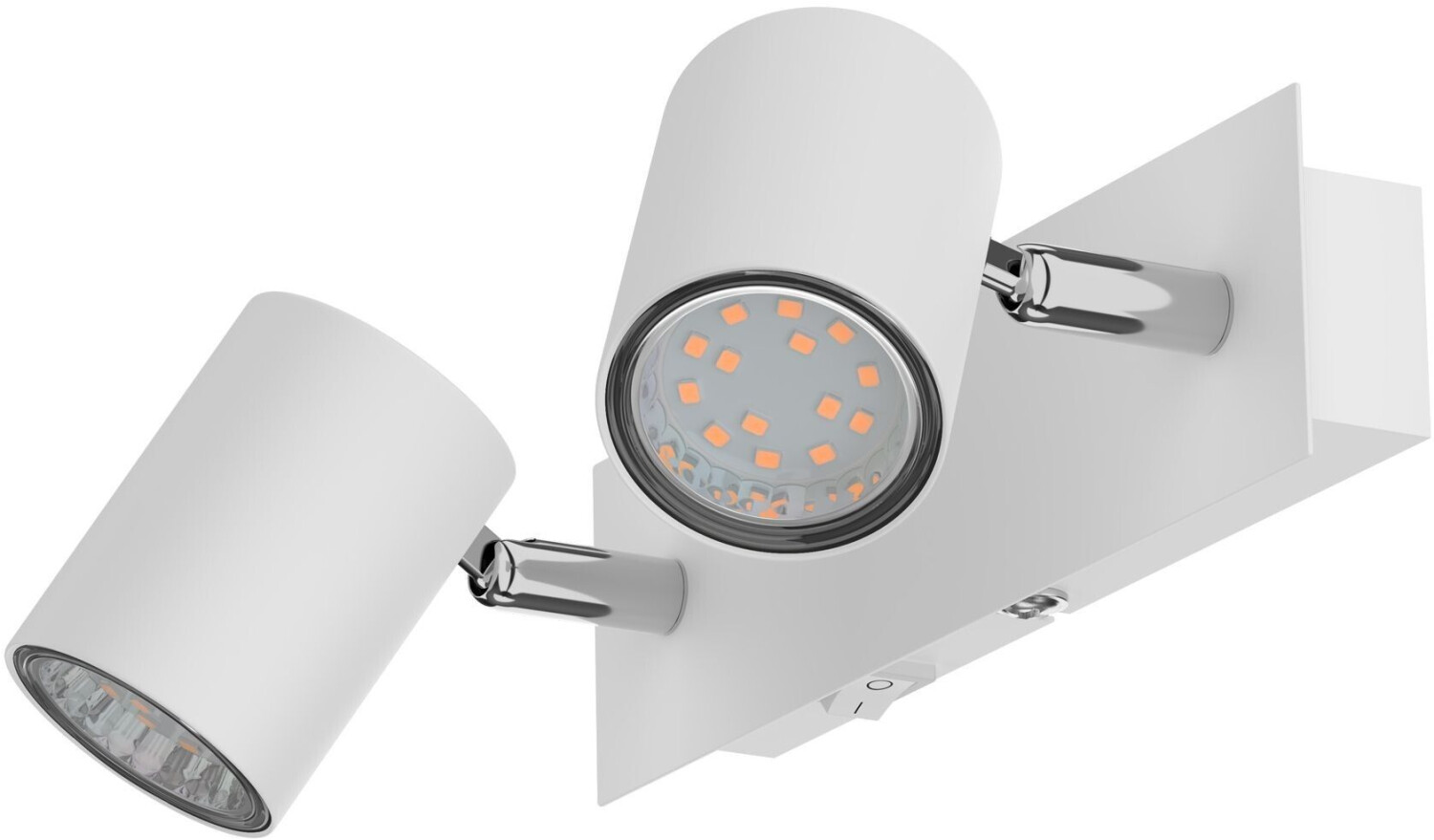 ledscom.de Wall spot WAIKA, two-bulb, with switch, matt white, incl. GU10 LED lamps, 227lm warm white each