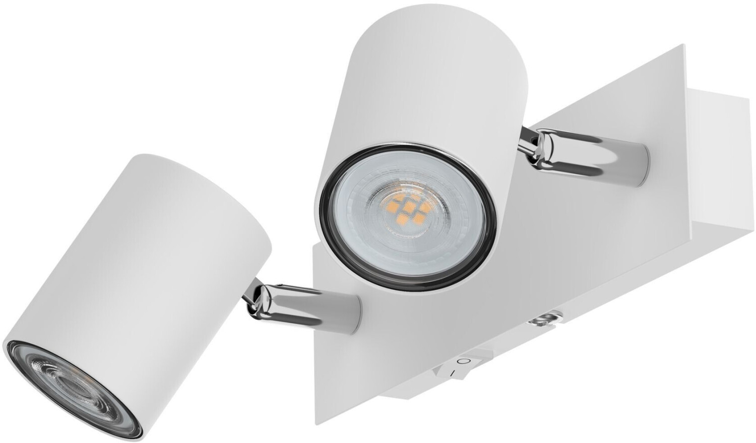 ledscom.de Wall spot WAIKA, two-bulb, with switch, matt white, incl. GU10 LED lamps, 510lm warm white each