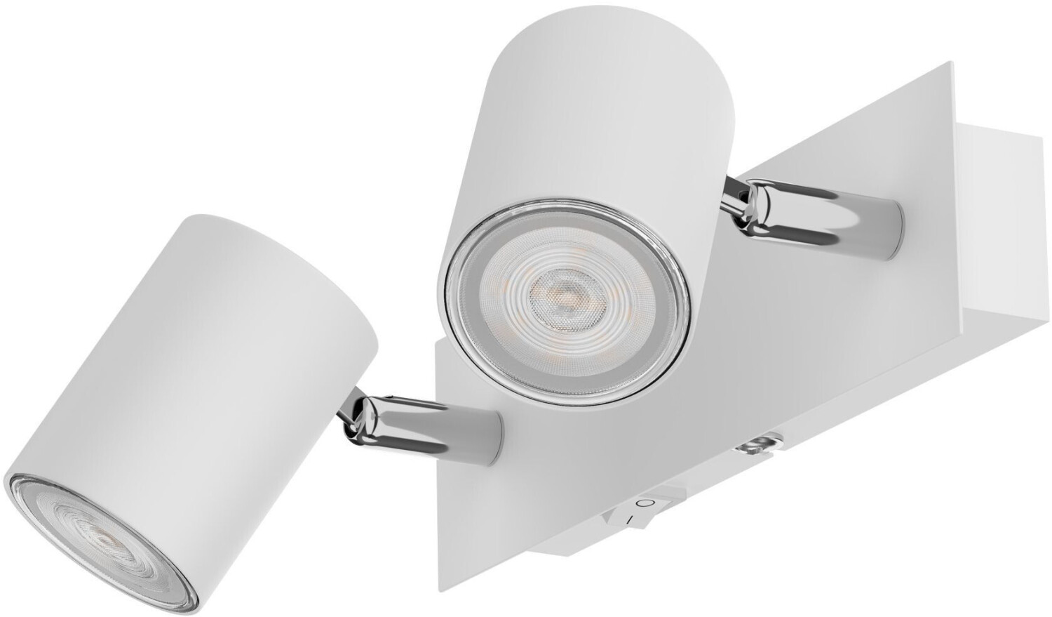 ledscom.de Wall spot WAIKA, two-bulb, with switch, matt white, incl. GU10 LED, PAR16, warm white, 6.3W each, 374lm, 70°, 3-stage dimmer