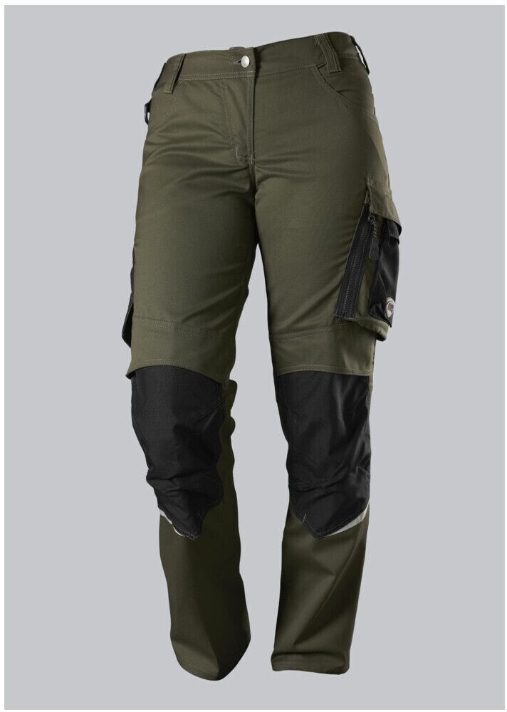 BP light Workpants with knee pockets Lady oliv/black