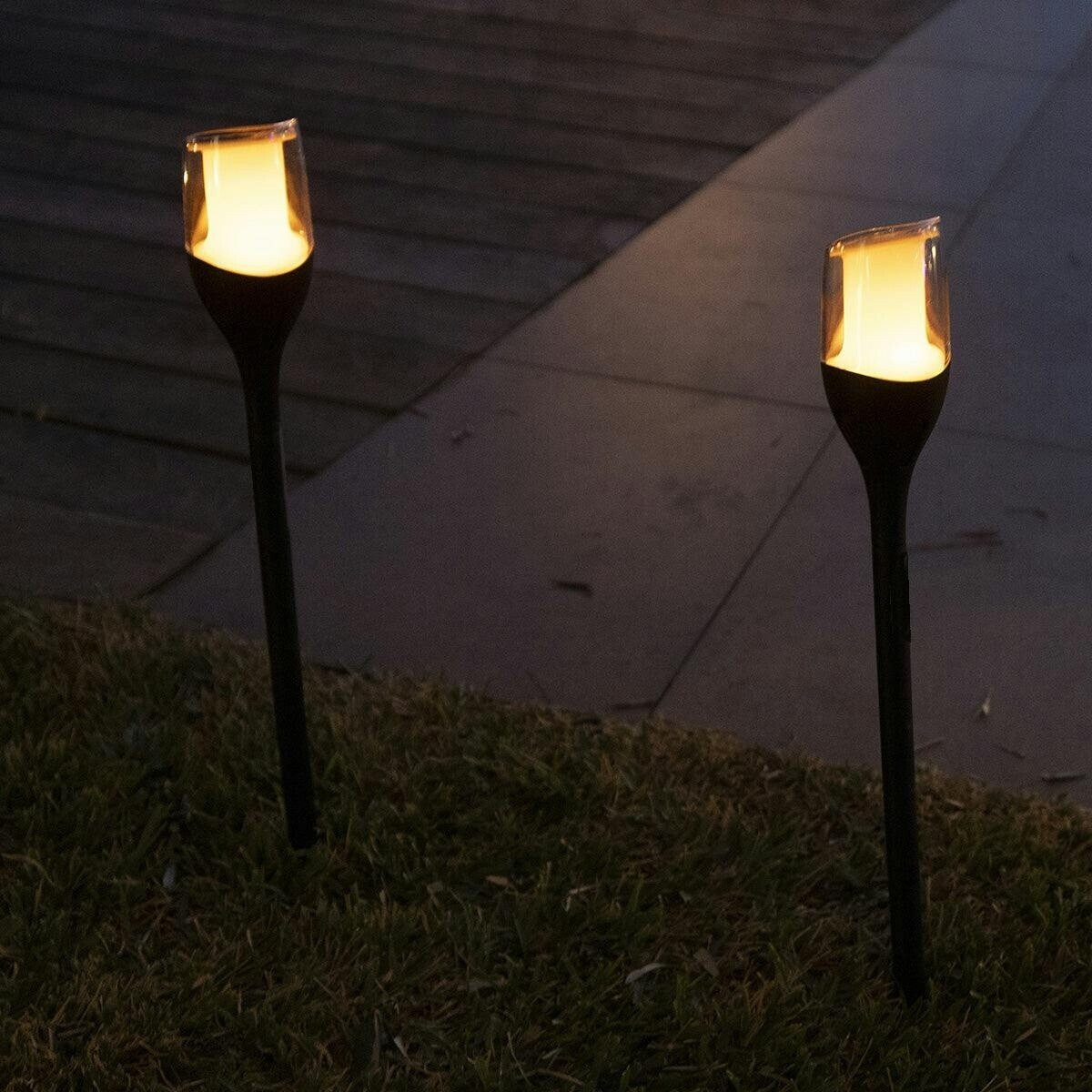 Lumisky 4 x solar torches with flame effect, LED, warm white, 4 x Farely, H: 64.5 cm