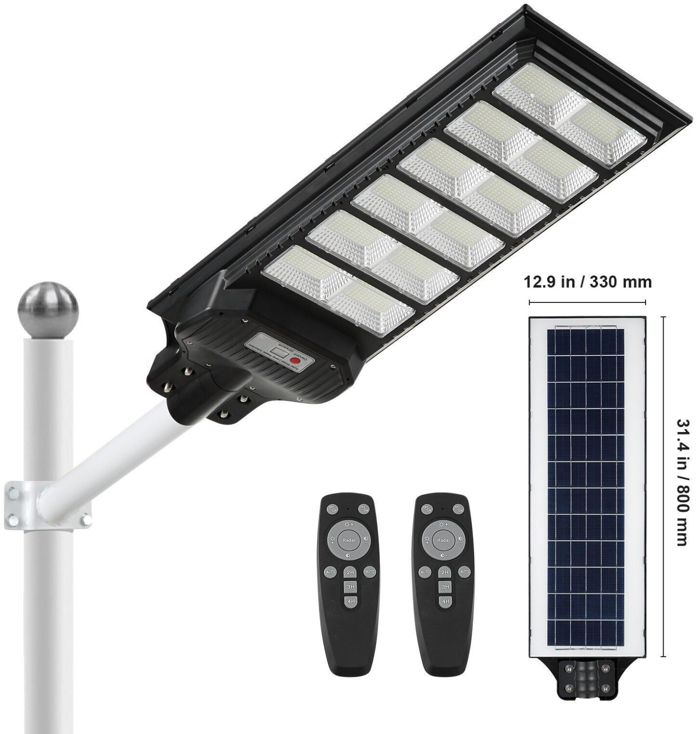 VEVOR 600W Solar Street Light, 1000lm, LED Solar Floodlights with Infrared Remote Control, IP66