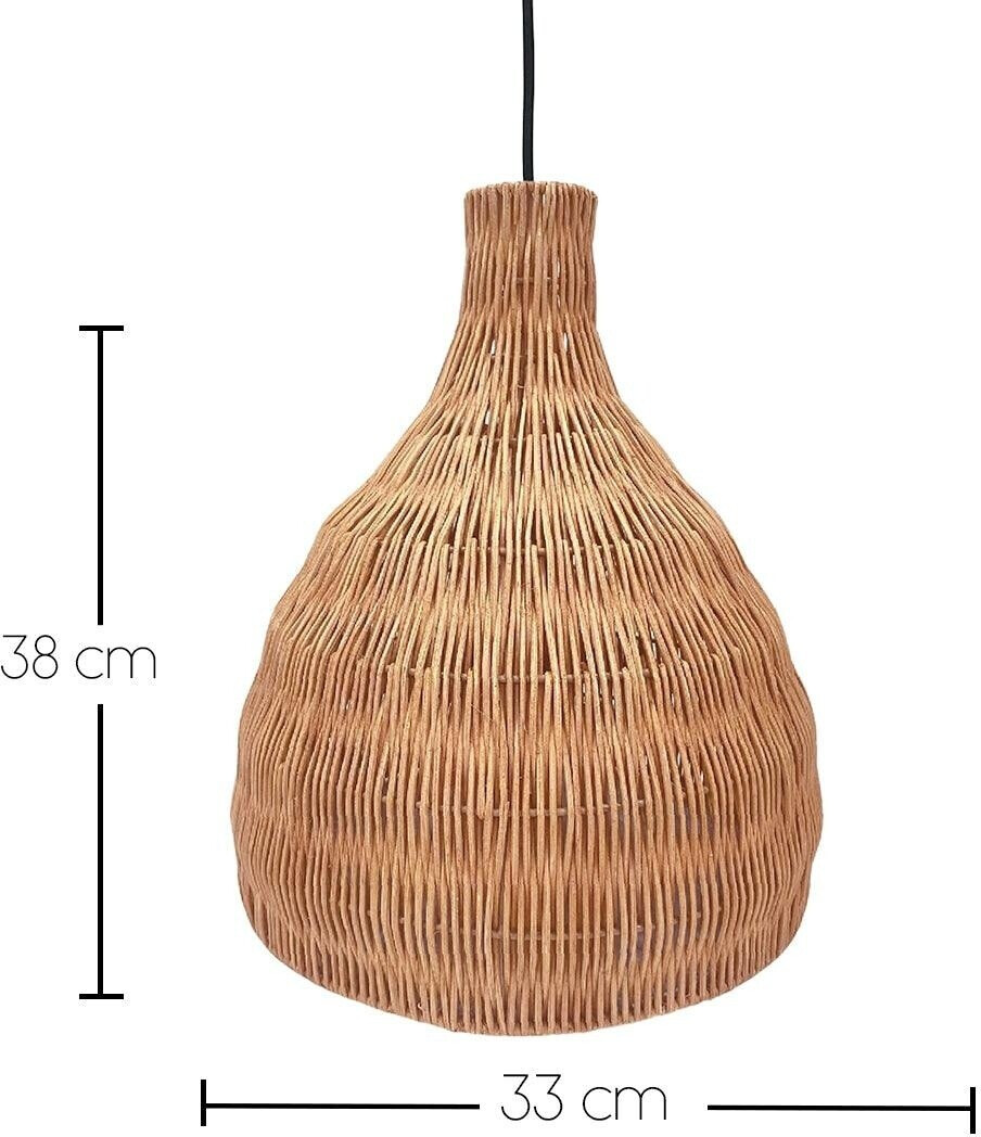Lumisky Bella solar hanging light made of natural rattan, with hybrid cable, mains and solar cable, 5 m long