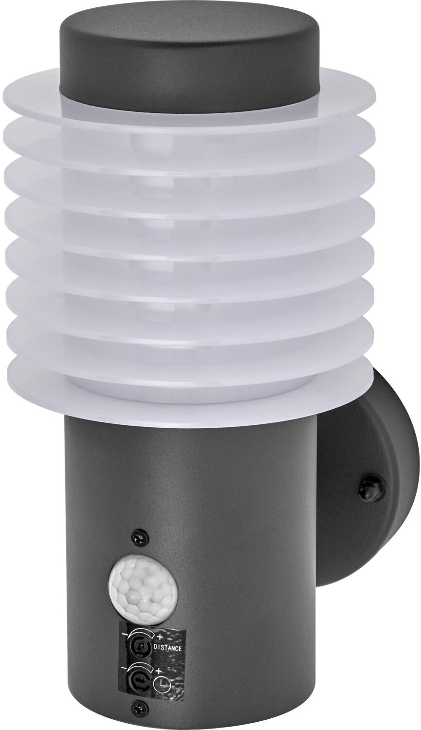 LEDVANCE ENDURA STYLE RONDO WALL outdoor light, 9.5W, 700lm dark gray, motion detector, daylight sensor, IP44, 3,000K color temperature, warm white