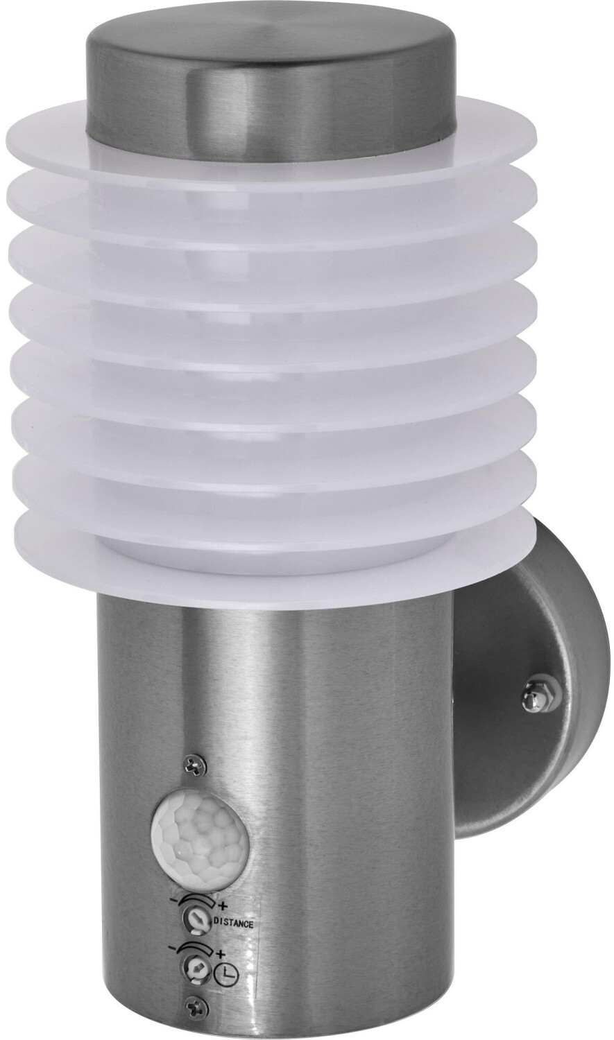 LEDVANCE ENDURA STYLE RONDO WALL SEN outdoor light, 9.5W, 700lm stainless steel, motion detector, daylight sensor, IP44, 3,000K color temperature, warm white