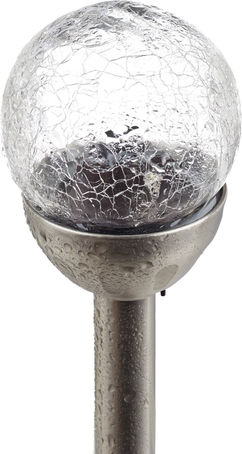 Relaxdays Garden light glass ball in a set of 4, waterproof LED solar lights in broken glass look, white light silver, 38 x 8 x 8 cm