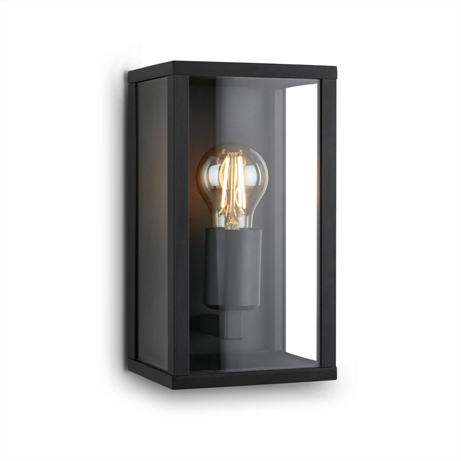 Briloner Wall lamp with Glass pane, IP44, E27 max. 12 watts 26x14x13.5 cm, black