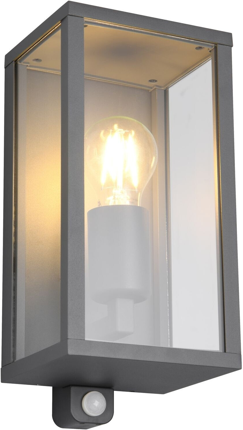 Trio Garonne wall light 201869142, die-cast aluminum anthracite, clear glass, excl. 1x E27, motion sensor