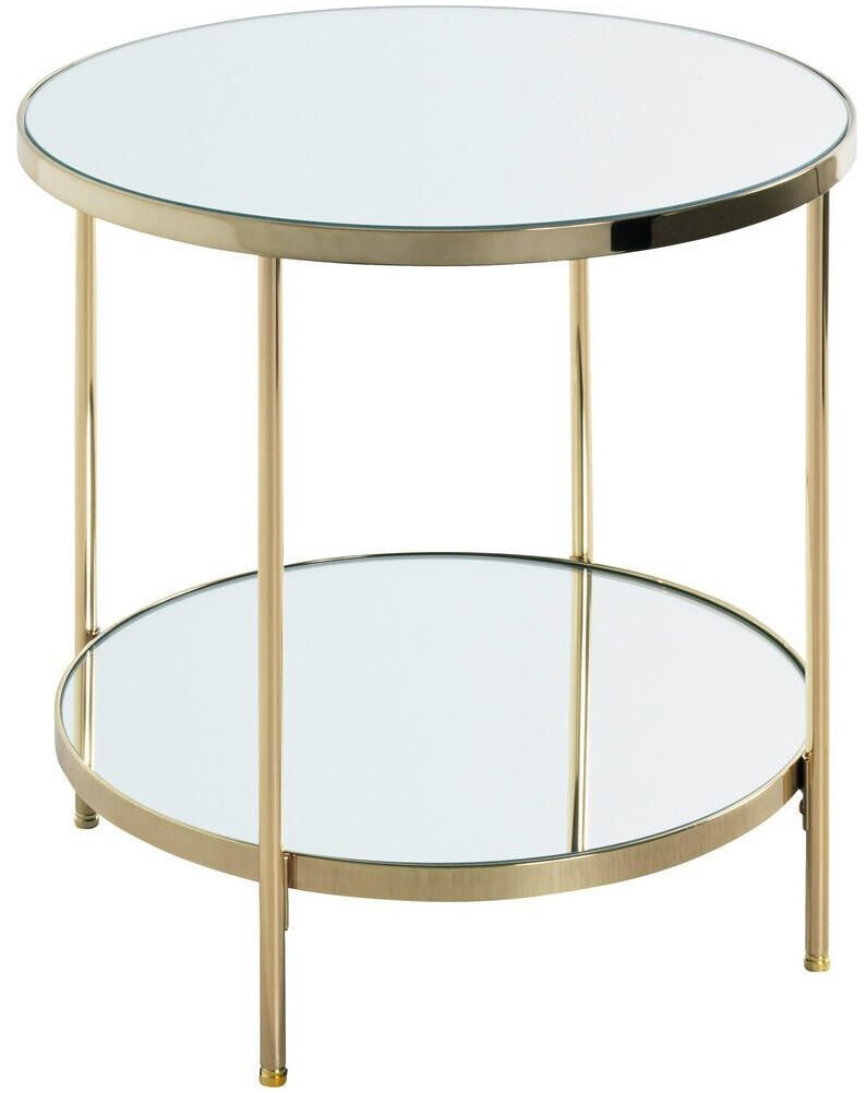 CarryHome Side table brass metal glass round 45x46x45 cm