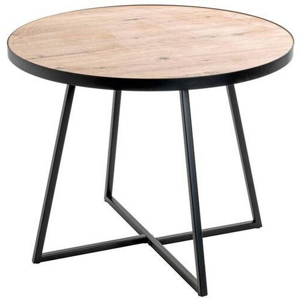 CarryHome Side table black oak round X-shape 60x48x60 cm