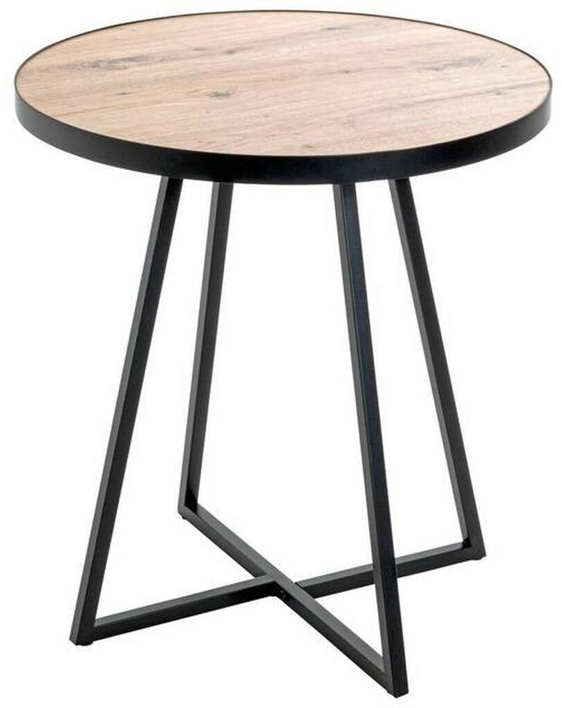 CarryHome Side table black oak round X-shape 52x48x52 cm