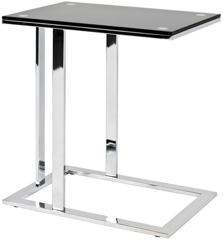 CarryHome Side table black chrome metal glass rectangular 37x58x54 cm