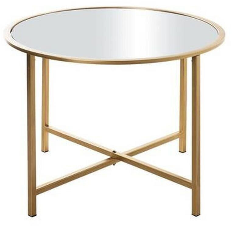 CarryHome Coffee table Lagos gold metal glass round X-shape 60x45x60 cm