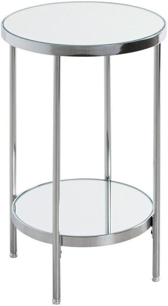 CarryHome Side table chrome metal glass round 28x46x28 cm
