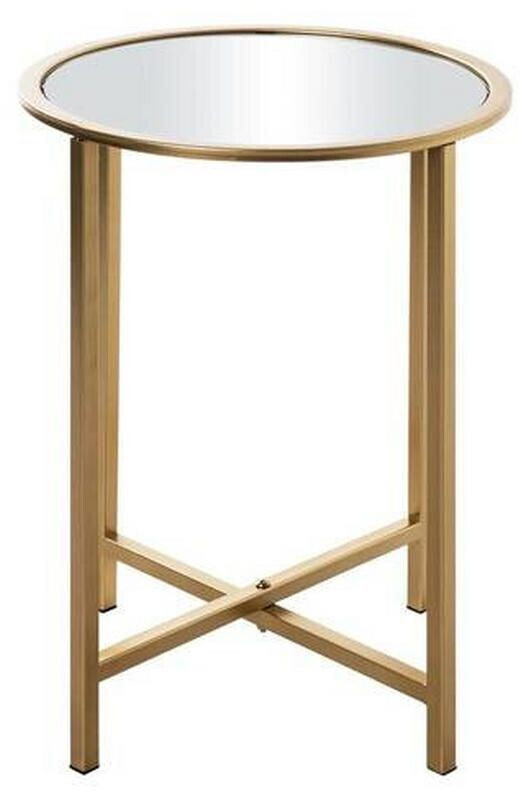 CarryHome Coffee table Lagos gold metal glass round X-shape 39x53x39 cm
