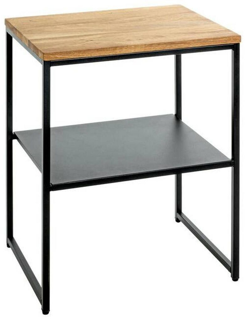 CarryHome Side table black oak metal solid oak rectangular 35x35x45 cm