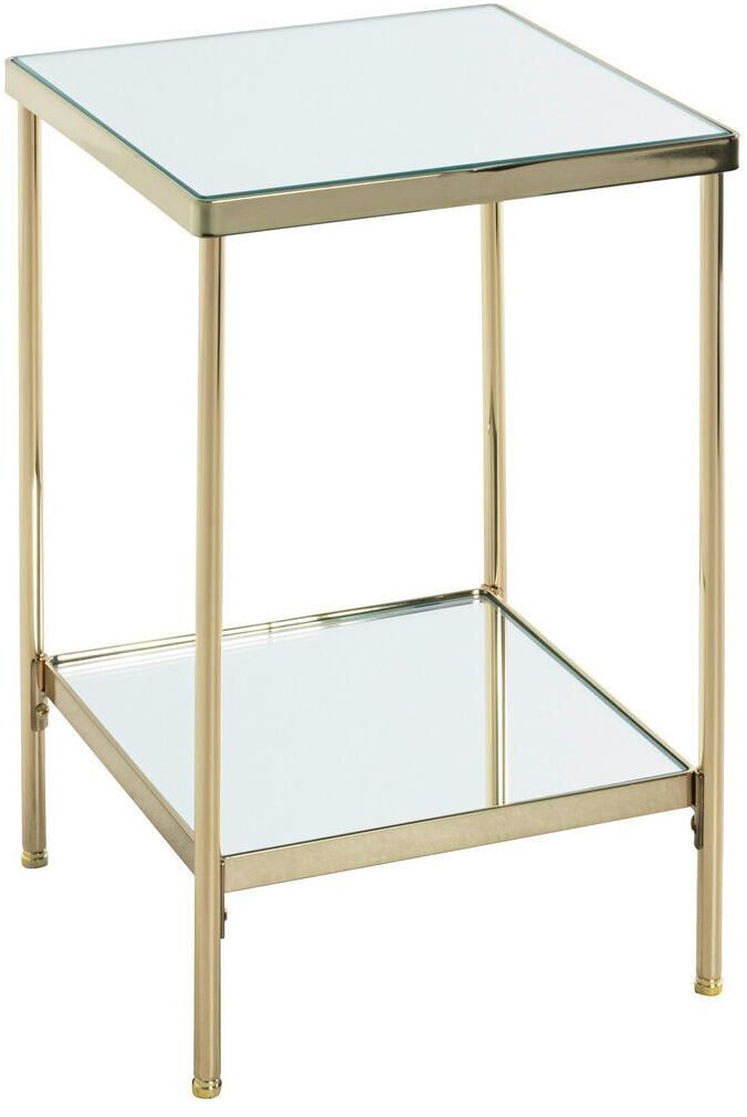 CarryHome Side table brass metal glass square 29x46x29 cm