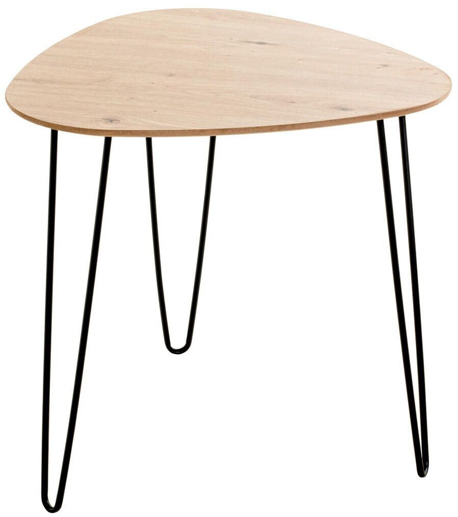 CarryHome Side table black oak oval round tube 48x48x48 cm