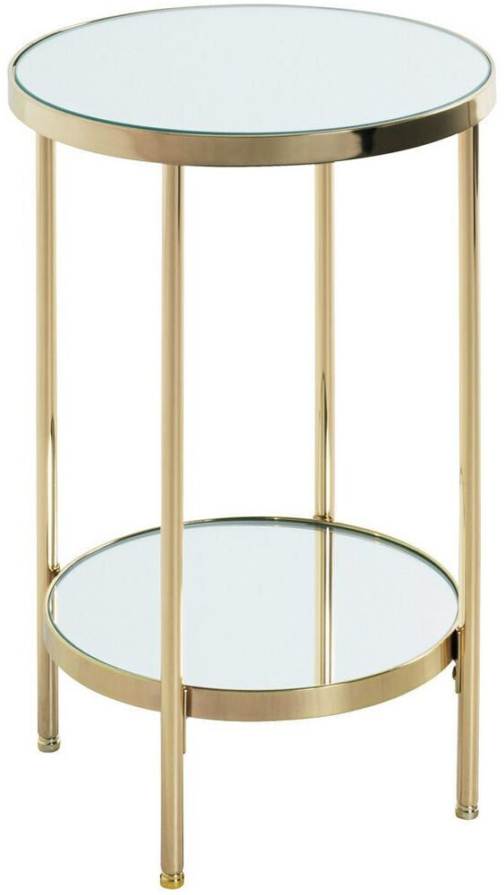 CarryHome Side table brass metal glass round 29x46x29 cm