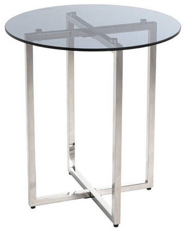CarryHome Coffee table Ricardo gray stainless steel metal glass round 50x55x50 cm