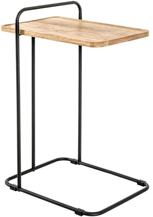 CarryHome Side table black oak metal solid oak rectangular 35x73x49 cm