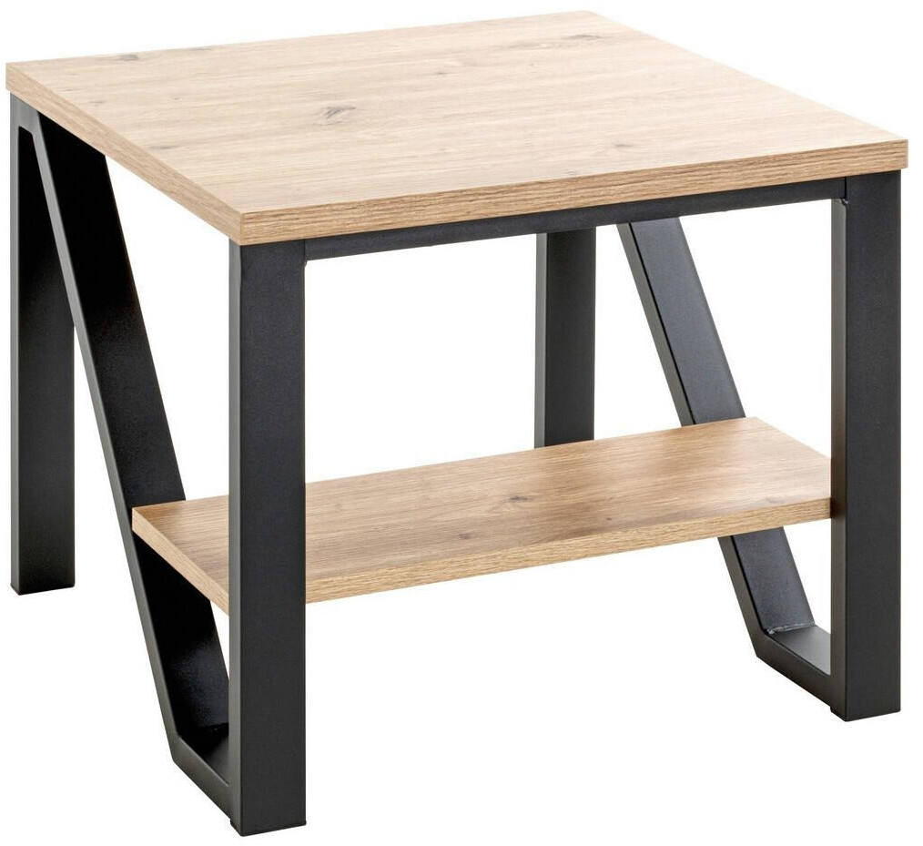 CarryHome Side table black oak square Z-shape 55x48x55 cm