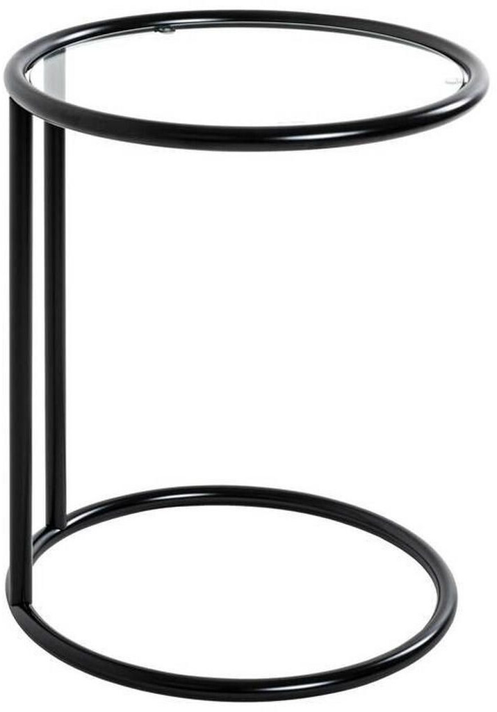 CarryHome Side table black metal glass round 45x55x45 cm