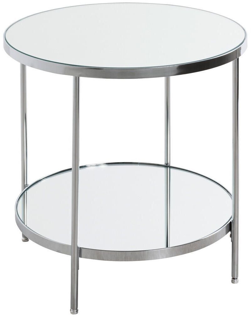 CarryHome Side table chrome metal glass round 45x46x45 cm