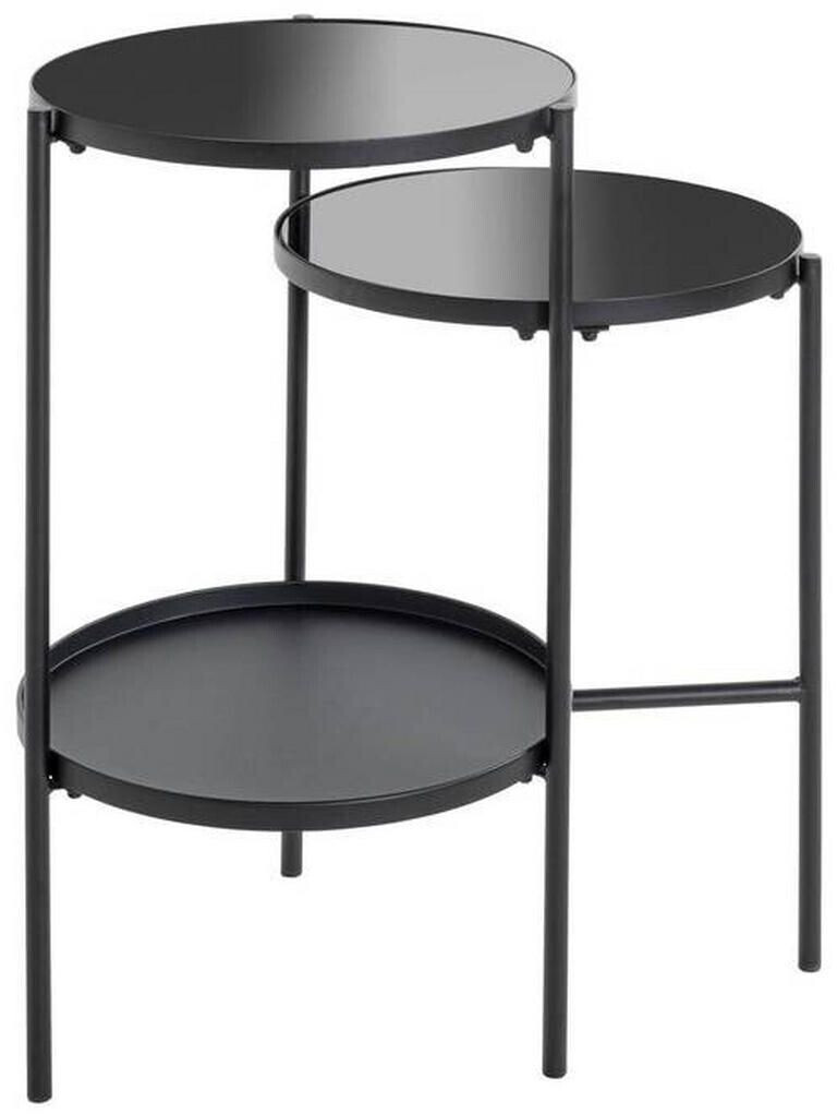 CarryHome Side table black metal glass round 39x71x56 cm