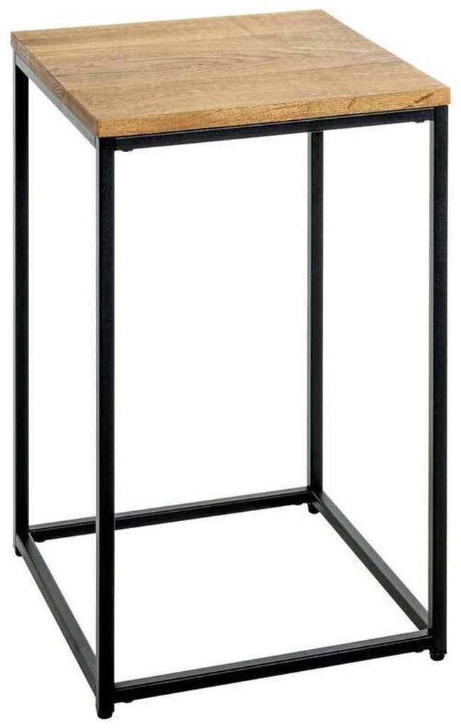 CarryHome Side table black oak metal solid oak square 35x60x35 cm