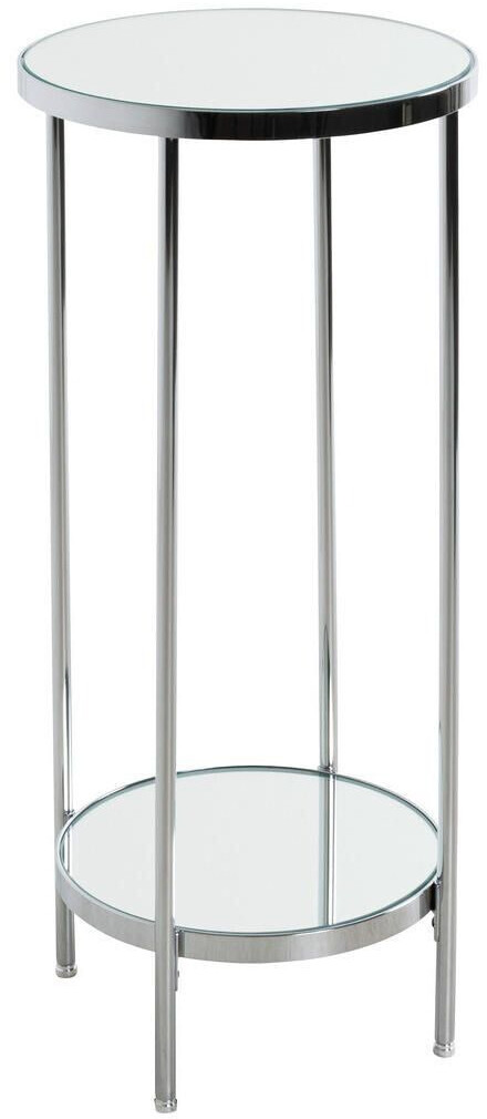 CarryHome Side table chrome metal glass round 28x66x28 cm