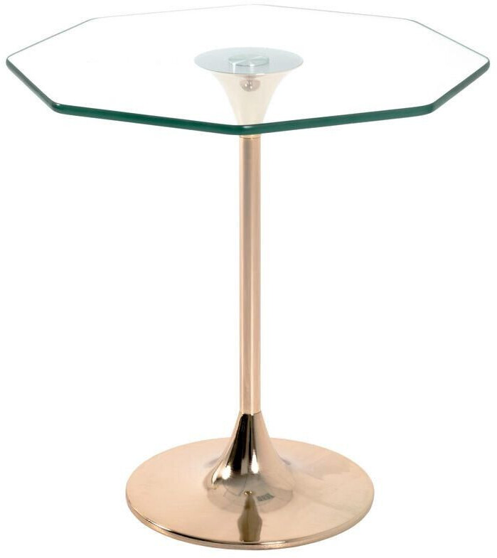 CarryHome Side table gold glass metal octagonal 45x47x45 cm