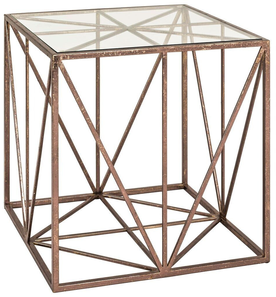 CarryHome Side table bronze metal glass square 50x50x50 cm