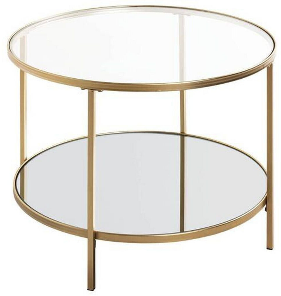 CarryHome Coffee table Porto Clear Gold Metal Glass round 60x45x60 cm