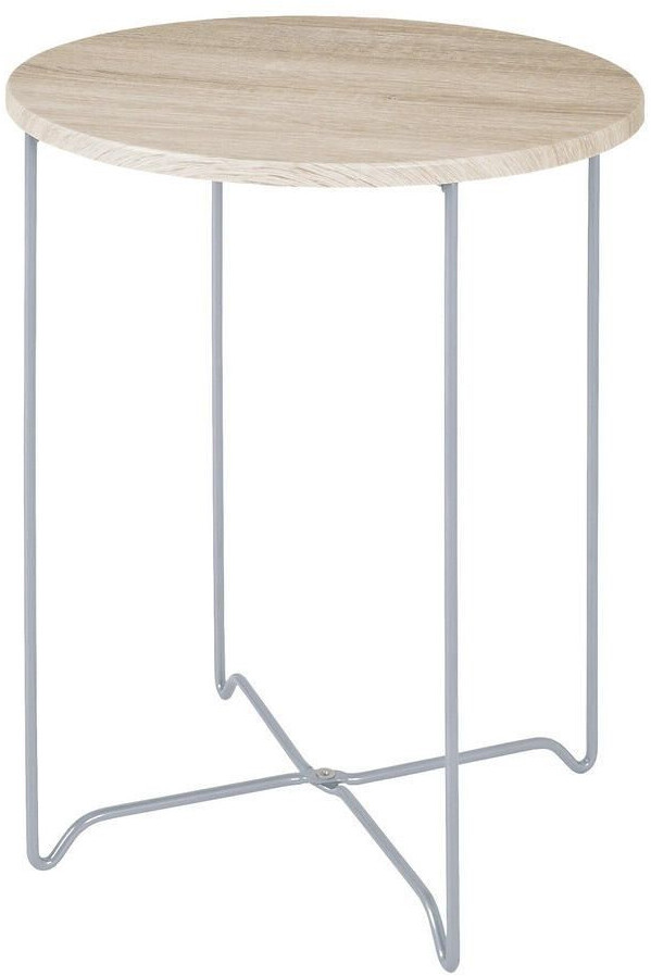 CarryHome Side table oak aluminum round 40x52x40 cm