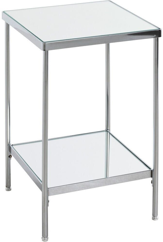 CarryHome Side table chrome metal glass square 28x46x28 cm